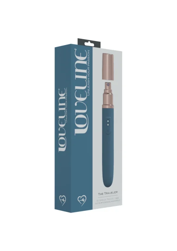 Blue Loveline Traveler Vibrator with Hidden Lube Compartment for Pleasure on the Go
