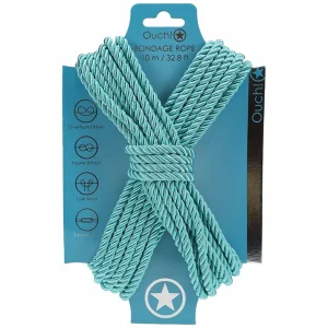 Ouch! Bondage Rope – 10 Meter (32.8 ft), Silky Nylon-Cotton Blend (Blue)