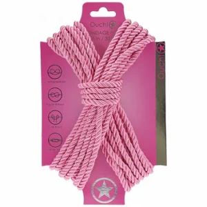 Ouch! Bondage Rope – 10 Meter (32.8 ft), Silky Nylon-Cotton Blend (Pink)