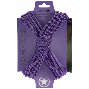 Ouch! Bondage Rope – 10 Meter (32.8 ft), Silky Nylon-Cotton Blend (Purple)
